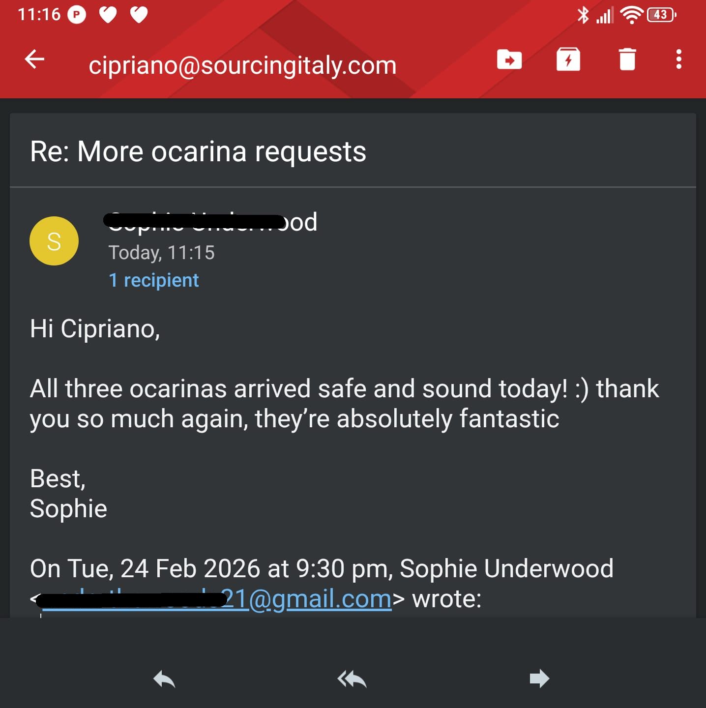 Reship Italy Address 590